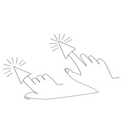 Fototapete - continuous line drawing Hand cursor icon set. click icon vector. hand click. pointer