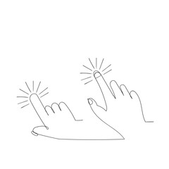 Fototapete - continuous line drawing Hand cursor icon set. click icon vector. hand click. pointer