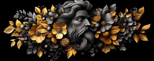 Poster - ancient mythology digital collage, heroic figures illuminated by divine celestial light, mythical be