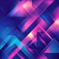 Leinwandbilder - Colorful abstract geometric background with triangular patterns, neon blue and pink hues, intricate shapes, highcontrast design for a futuristic aesthetic