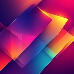 Poster - Geometric abstract background with vibrant colors and interlocking shapes, neon gradients blending into sharp edges, creating a modern and energetic visual