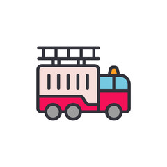 Wall Mural - Fire truck colored icons, minimalist vector illustration ,simple transparent graphic element .Isolated on white background