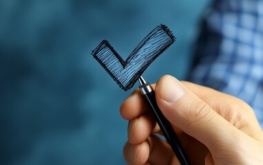 Aufkleber - Business professional reviewing a document with a checkmark, showcasing quality assurance, compliance, and auditing in document review and workflow management