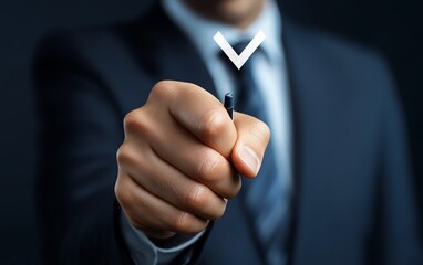 Aufkleber - Business professional reviewing a document with a checkmark, showcasing quality assurance, compliance, and auditing in document review and workflow management