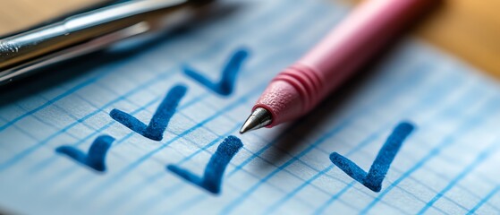 Aufkleber - Closeup of document with checkmark, representing quality control, auditing, and compliance in document review and process management for businesses
