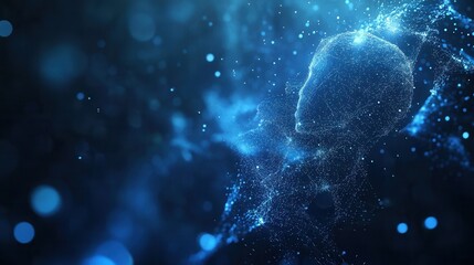 Aufkleber - Futuristic digital silhouette symbolizing AI driven politics in a sleek blue and silver setting Generative AI