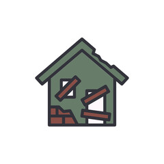 Wall Mural - Abandoned house colored icons, minimalist vector illustration ,simple transparent graphic element .Isolated on white background