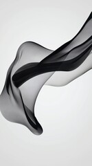Poster - Abstract Black and White Digital Art Flowing Form with Pixelated Texture