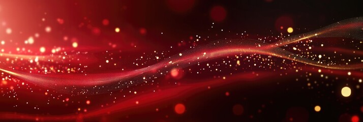 Poster - Red abstract flowing design with glittering particles
