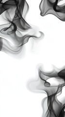 Poster - Abstract Grayscale Smoke Design Swirling Black and Gray Shapes on White