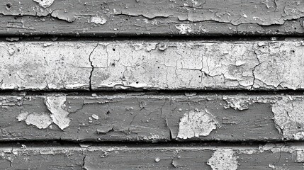 Poster - Weathered brick wall with peeling paint showcasing character and history in urban architecture