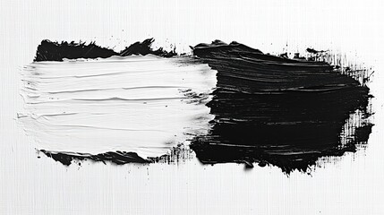 Poster - Bold black and white paint stroke creating a powerful visual statement on blank canvas background
