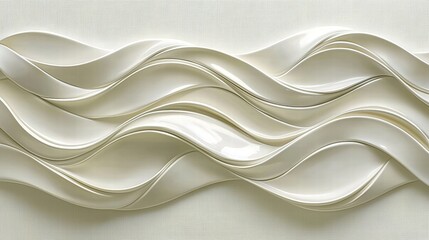 Poster - White wave pattern on a smooth surface creating a calming and aesthetic visual experience
