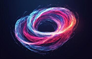 Poster - A background with an abstract design of luminous lines spiraling in a vortex, highlighted by purple, pink, and blue hues