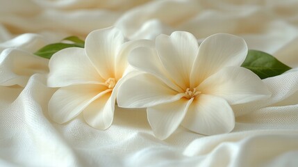 Poster - Stunning flower placed delicately on a soft white cloth highlighting natural beauty and elegance