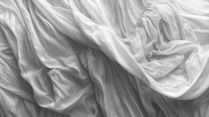 Poster - Elegant white fabric draped over a surface creating a soft and serene background for various uses