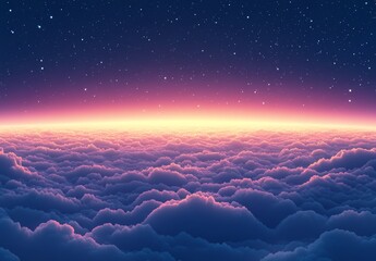 Poster - A light, dreamy sky with a pink and purple gradient, dotted with wispy white clouds