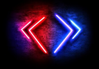 Poster - two paths, each marked by a red and blue glowing arrow pointing up, stand out against a dark canvas