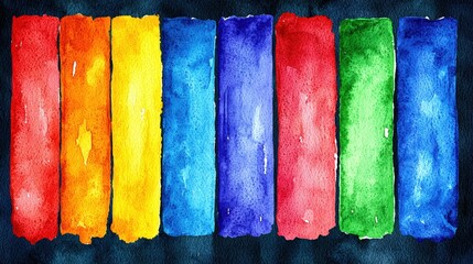 Poster - Striking rainbow colored paint strip displaying a spectrum of vibrant hues for artistic inspiration