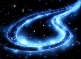 Poster - A stunning digital artwork of a nighttime futuristic highway. Radiating blue energy lines originate from a vanishing point, evoking a sense of motion and speed. Warm lights adorn the sides