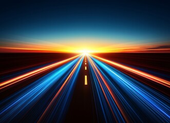 Poster - a dark, reflective surface is illuminated by a bright blue light streak in this abstract nighttime s