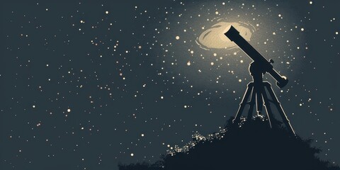 Wall Mural - stargazing telescope under night sky