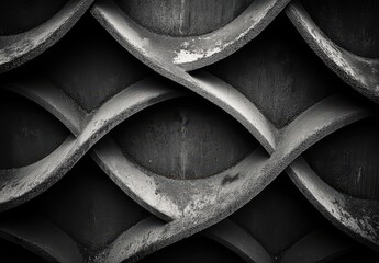 Poster - Abstract Texture of Curved Lines in Dark Tones with Weathered Surface Pattern Ideal for Artistic and Architectural Backgrounds