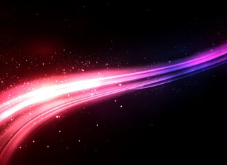 Poster - Smoothly moving trails of blue and red light, vibrant and dynamic, create an abstract and energetic scene against a black backdrop