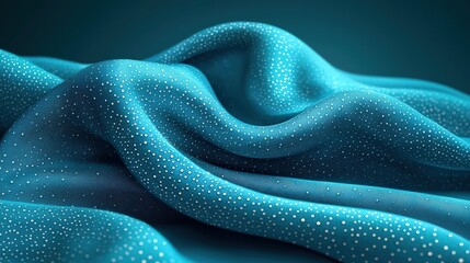 Poster - Blue fabric with white dots creating a playful and cheerful pattern perfect for various uses