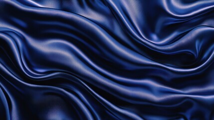 Poster - Luxurious blue silk fabric flowing smoothly with a shimmering surface creating an elegant appearance