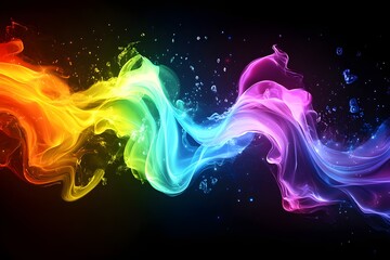 Poster - Colorful Fluid Streams on Dark Background