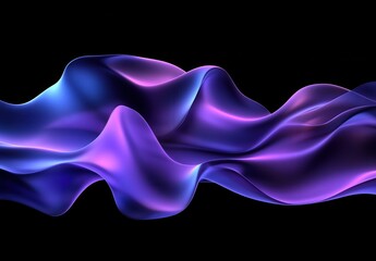 Poster - Abstract Waves of Colorful Light in Purple and Blue Emanate Elegance and Sophistication Against a Black Background for Modern Design Needs