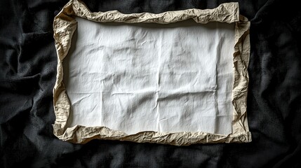 Poster - Simple yet elegant piece of paper laid on a solid black background creating a minimalist aesthetic