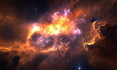Wall Mural - Exploring the Small Magellanic Clouds with Bright Stars and Dark Nebulae in a Cinematic Journey  