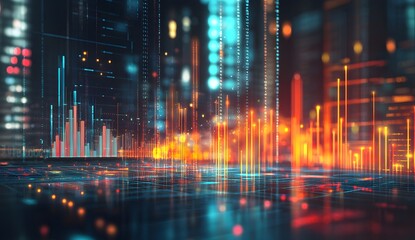 Aufkleber - Night city data flow visualization