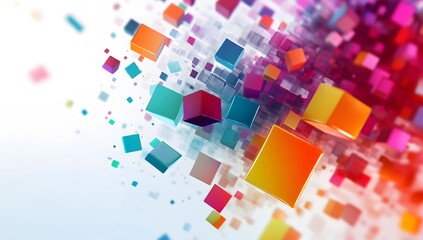 Aufkleber - Colorful 3D cubes abstract background