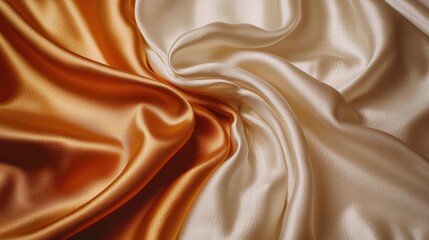 Poster - Soft white and orange fabric with beautiful patterns and textures ideal for fashion and decor