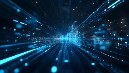 Aufkleber - Futuristic city data stream tunnel
