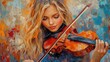 © saf4ry - Blonde girl playing violin, vibrant art