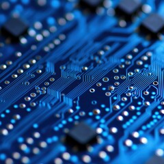 Poster - Close-up view of a circuit board featuring numerous small dots representing electronic connections