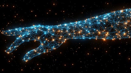 Poster - Majestic horse surrounded by a network of connected lines illustrating strength and connectivity