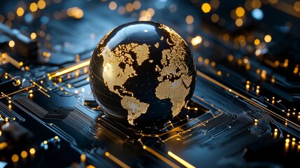 Poster - Exploring global connectivity through technology digital earth high-tech environment 3d visuals futuristic perspective macro viewpoint