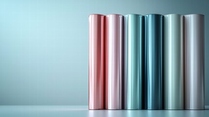 Poster - Three distinct colored cylinders arranged in a creative display showcasing their unique shades and forms