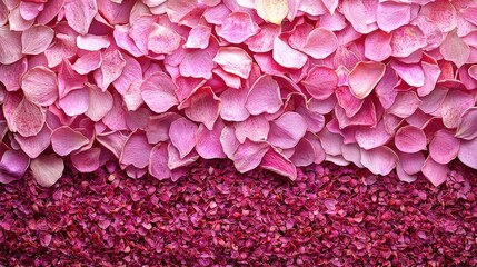 Poster - Stunning pink flower wall featuring vibrant blossoms and lush green foliage in a natural setting