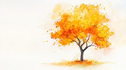 watercolor hand drawn of autumn trees,red maple tree on white background,hand drawn watercolor vecto