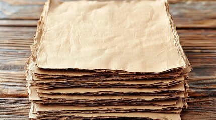 Poster - Neatly stacked brown paper sheets arranged on a flat surface for artistic and crafting use