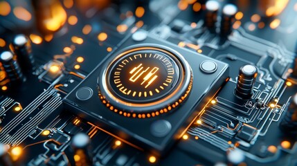 Poster - Innovative technology circuit board modern tech lab macro photography futuristic environment close-up view digital concept for enhanced connectivity