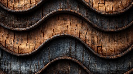 Poster - Wooden roof featuring an intricate pattern displaying natural grain and texture in warm tones