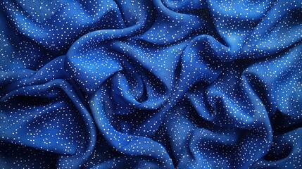 Poster - Bright blue fabric covered with white dots creating a fun and playful pattern suitable for design