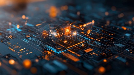 Poster - Innovative technology showcase digital landscape abstract visualization futuristic environment high-tech viewpoint data-driven concept for seo impact